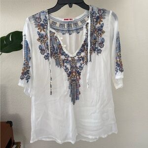 Johnny Was Tanya Tonal white blouse